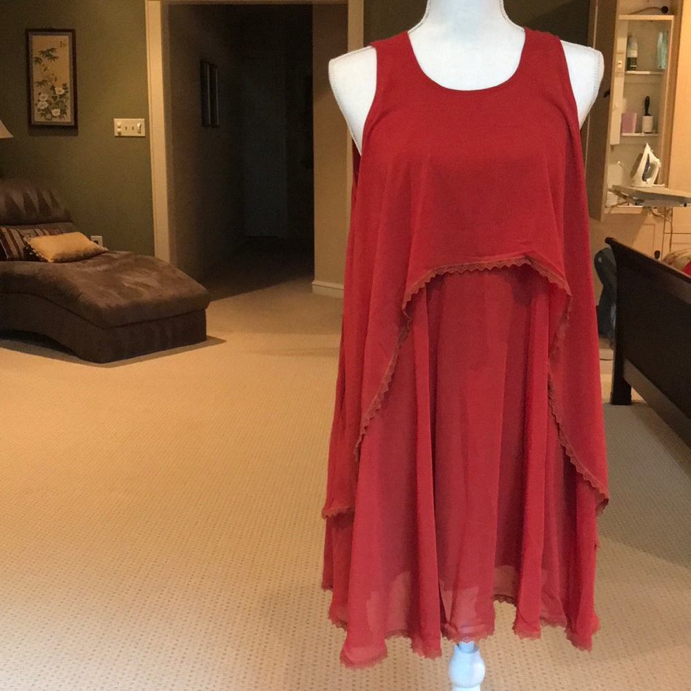 Red handkerchief swing dress